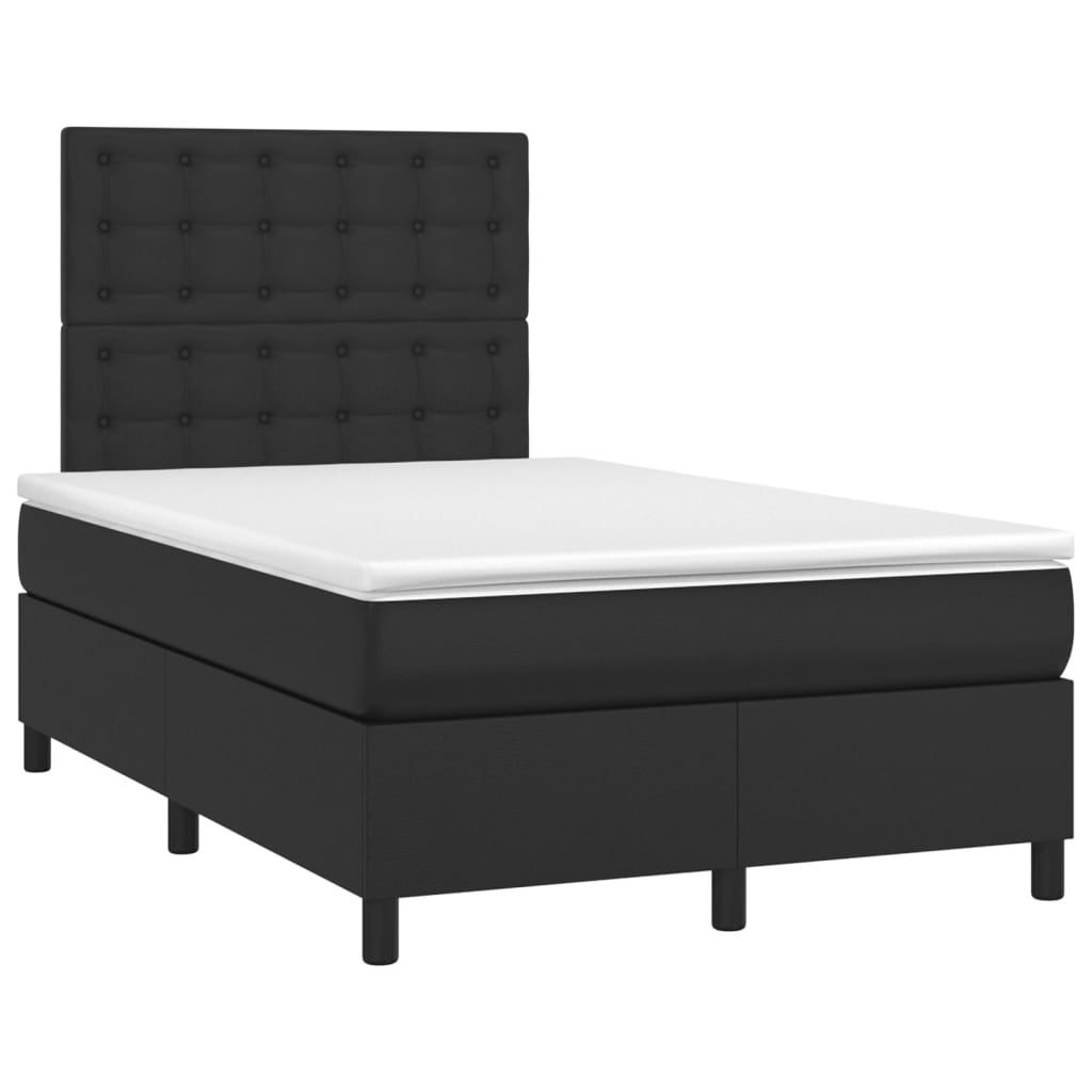 Krevet box spring s madracem LED crni 120x200cm od umjetne kože