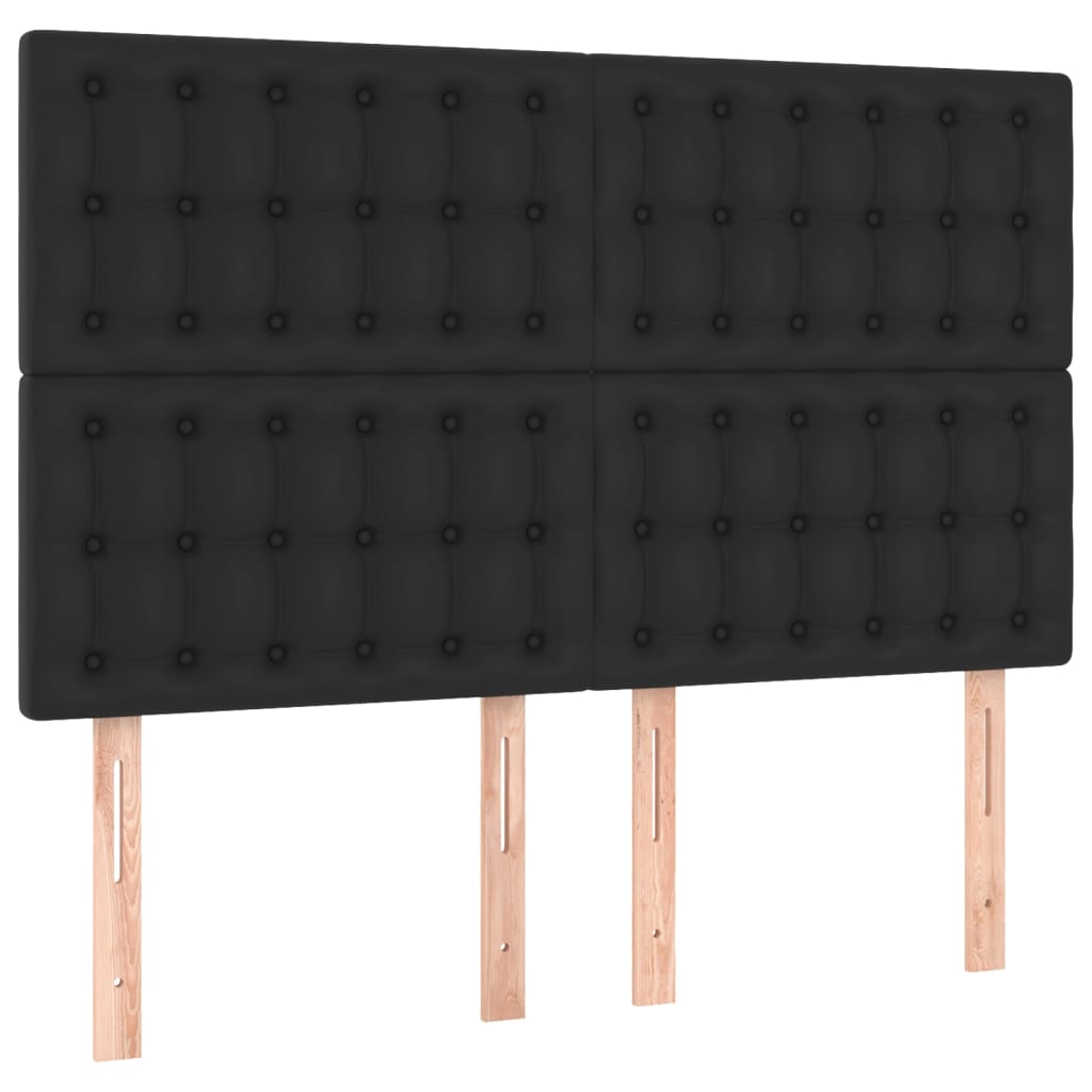 Krevet box spring s madracem LED crni 140x200cm od umjetne kože