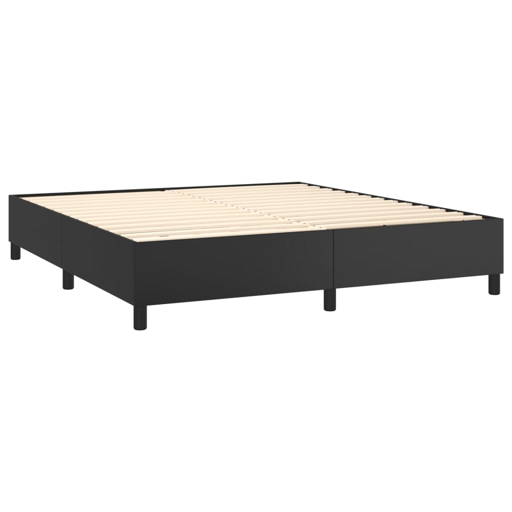 Krevet box spring s madracem LED crni 160x200cm od umjetne kože