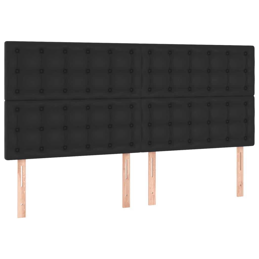 Krevet box spring s madracem LED crni 180x200cm od umjetne kože