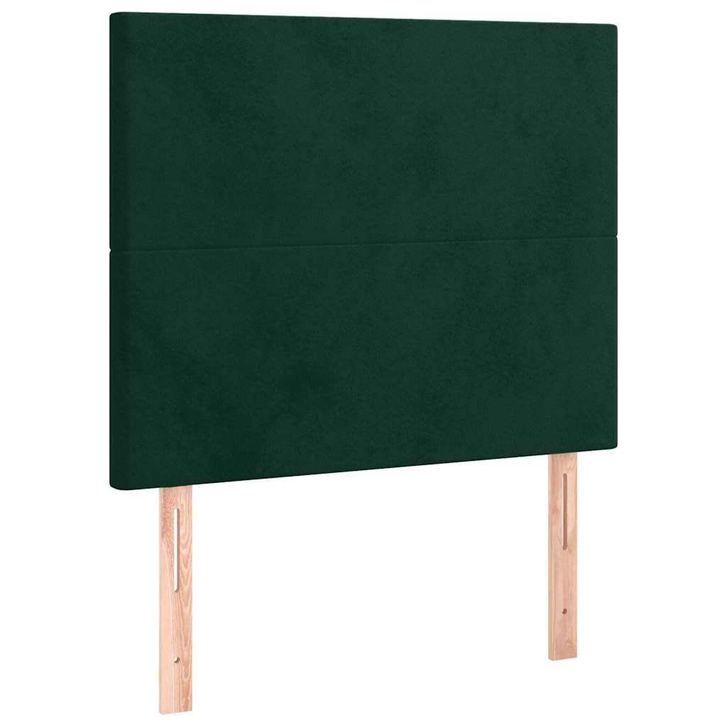 Krevet box spring s madracem LED tamnozeleni 80 x 200 cm baršun
