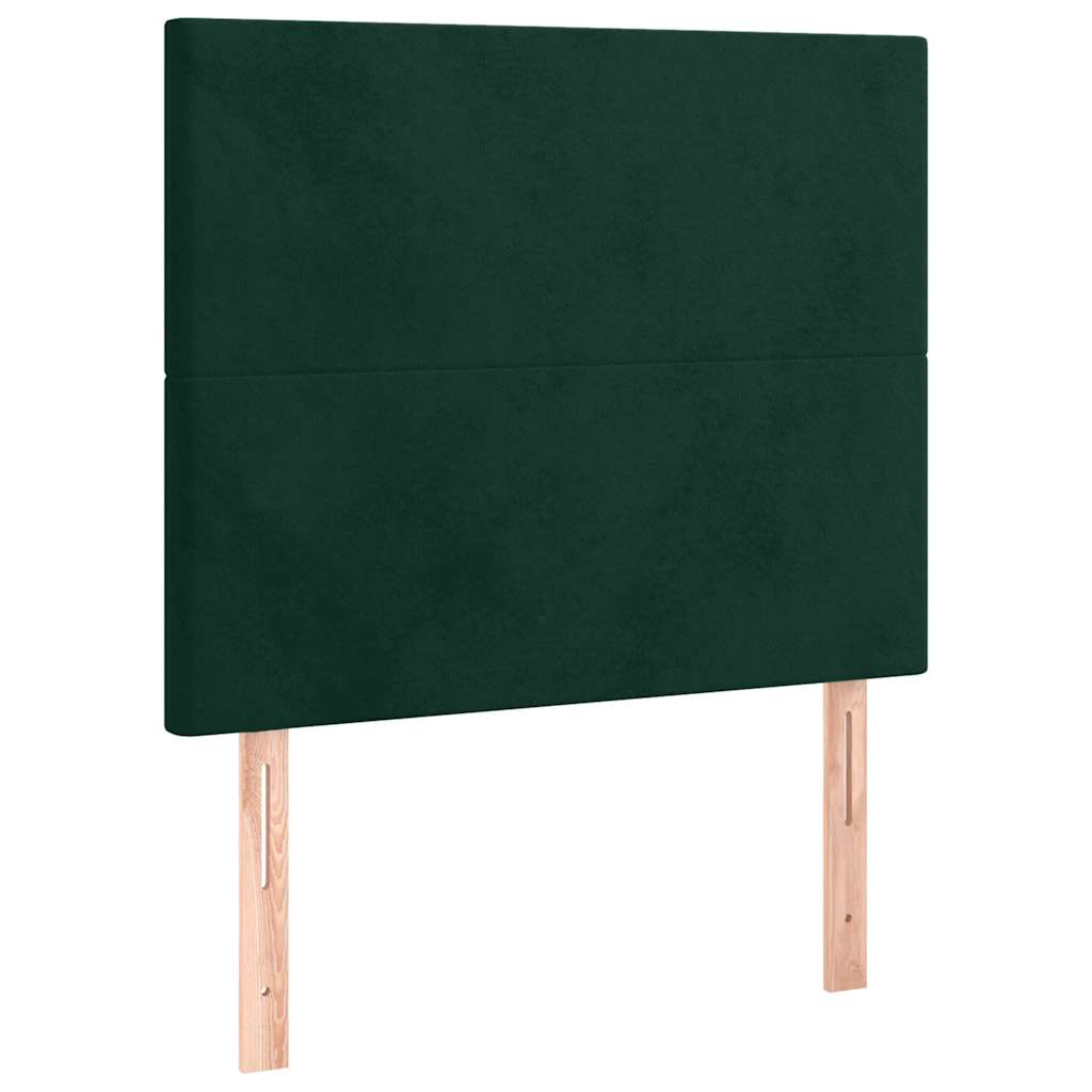 Krevet box spring s madracem LED tamnozeleni 90x200 cm baršun