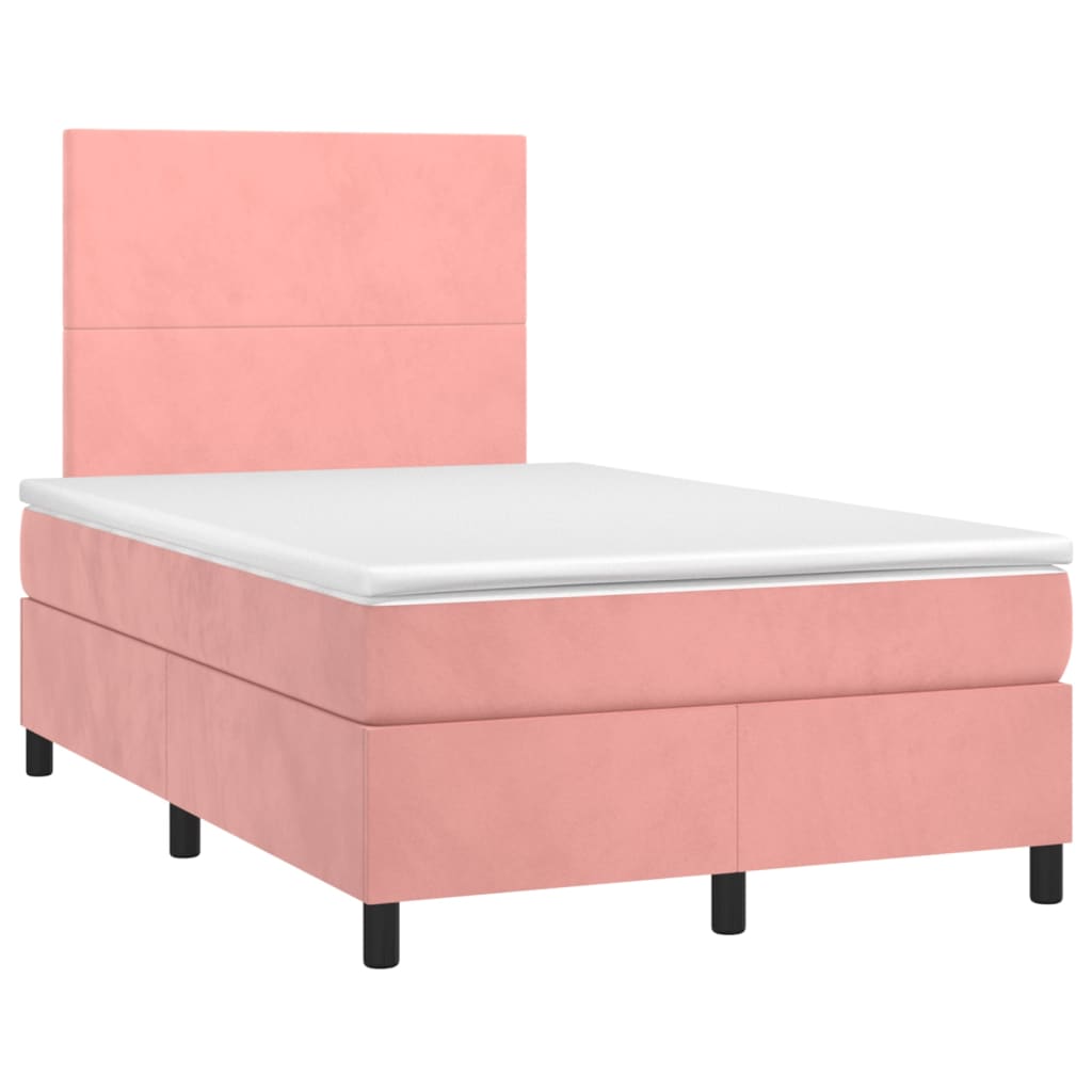 Krevet box spring s madracem LED ružičasti 120x200cm baršunasti