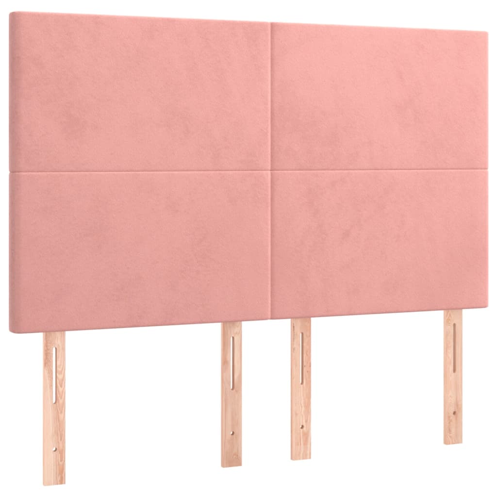 Krevet box spring s madracem LED ružičasti 140x190cm baršunasti
