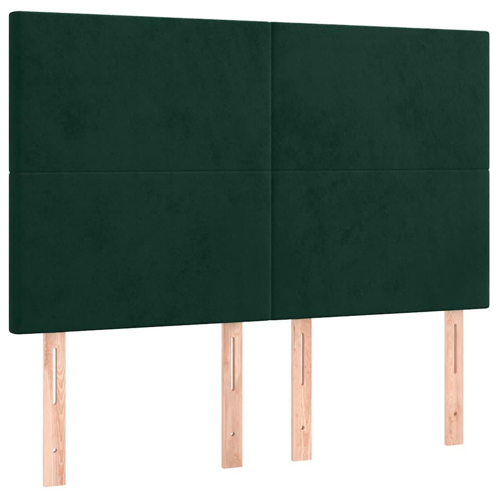 Krevet box spring s madracem LED tamnozeleni 140x200 cm baršun