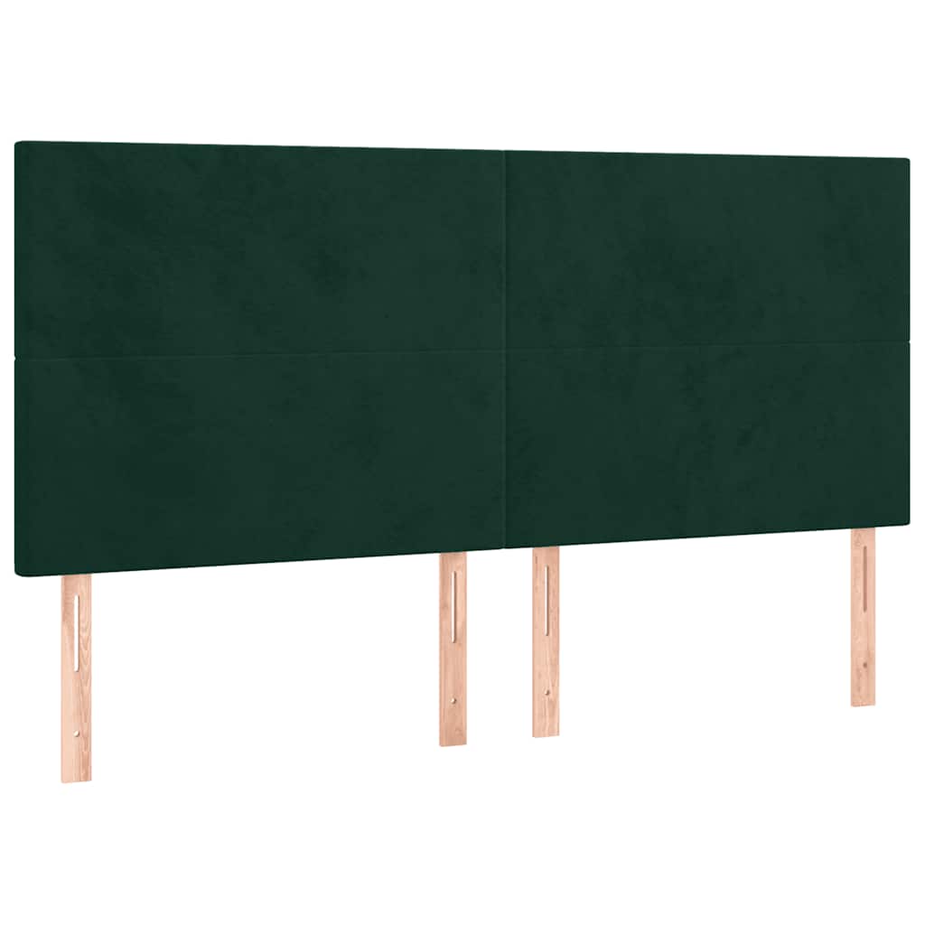 Krevet box spring s madracem LED tamnozeleni 160x200 cm baršun
