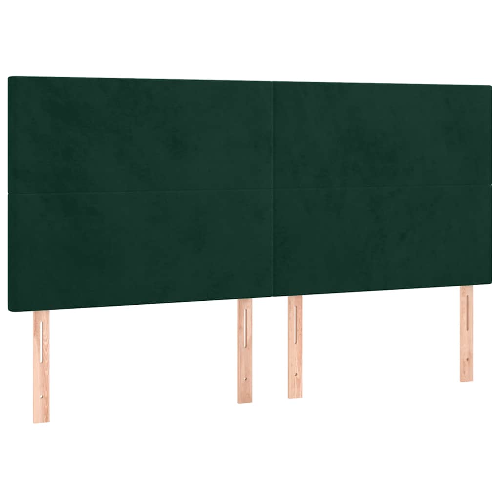 Krevet box spring s madracem LED tamnozeleni 180x200 cm baršun