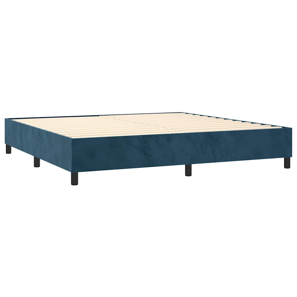 Krevet box spring s madracem LED tamnoplavi 200x200 cm baršun