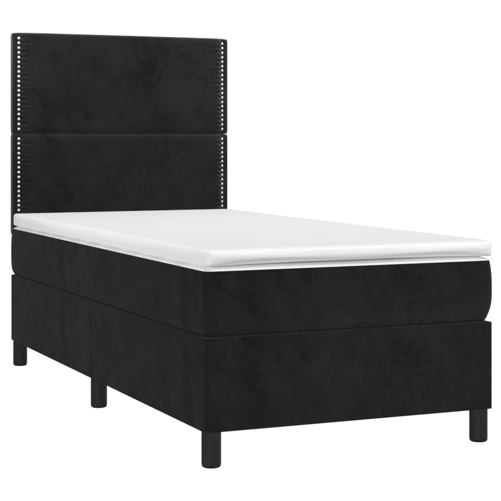 Krevet box spring s madracem LED crni 80 x 200 cm baršunasti