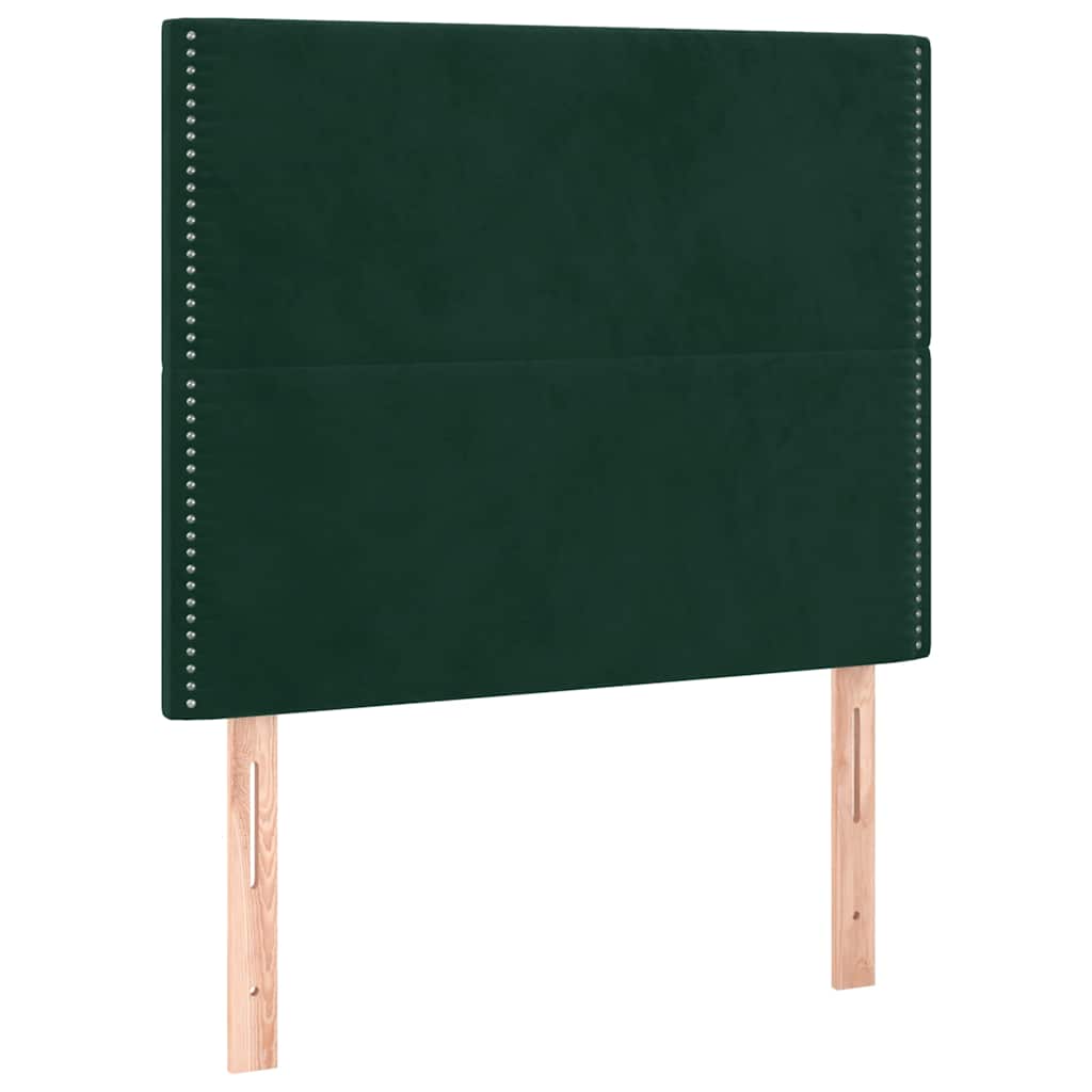 Krevet box spring s madracem LED tamnozeleni 100x200 cm baršun
