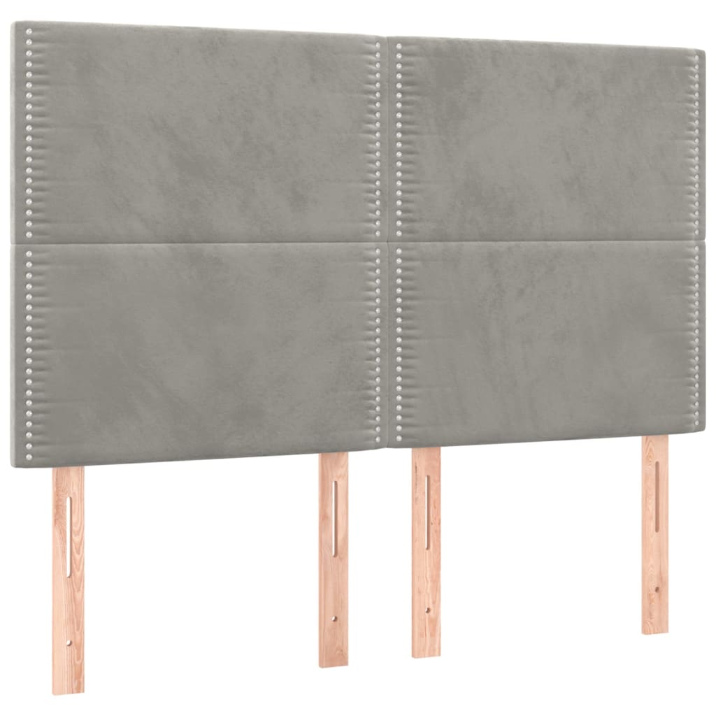 Krevet box spring s madracem LED svjetlosivi 140x190 cm baršun