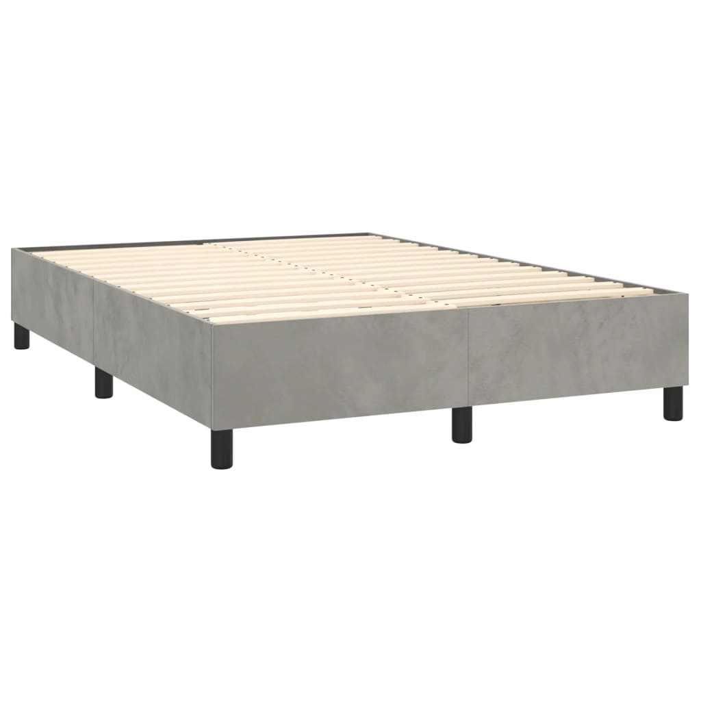 Krevet box spring s madracem LED svjetlosivi 140x200 cm baršun