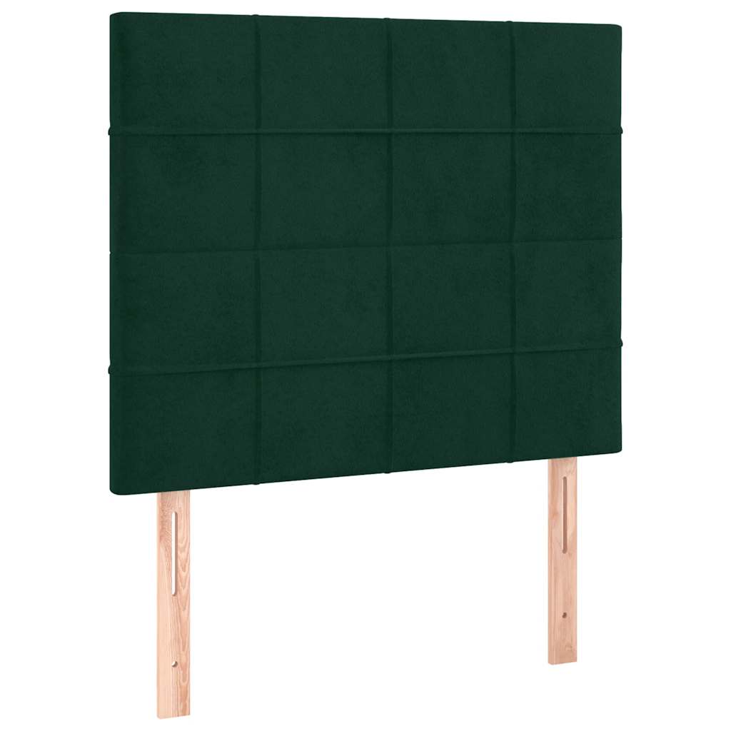 Krevet box spring s madracem LED tamnozeleni 80 x 200 cm baršun