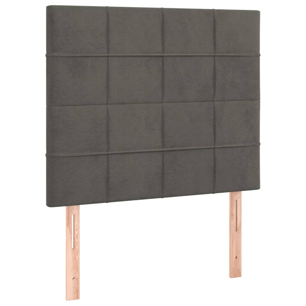 Krevet box spring s madracem LED tamnosivi 90x200 cm baršun