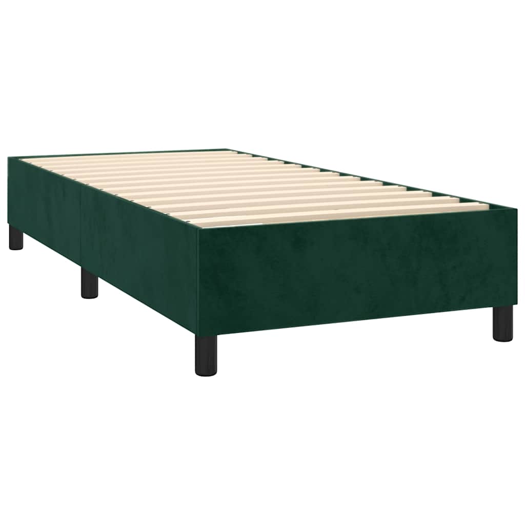 Krevet box spring s madracem LED tamnozeleni 100x200 cm baršun