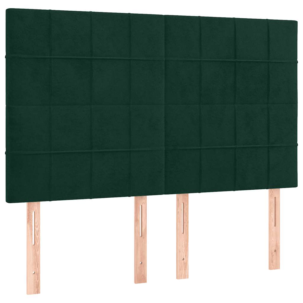 Krevet box spring s madracem LED tamnozeleni 140x190 cm baršun
