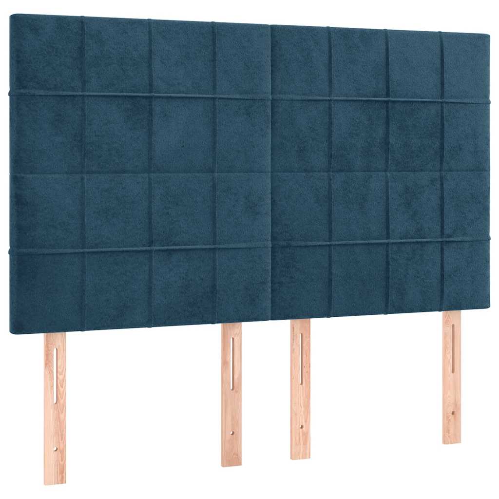 Krevet box spring s madracem LED tamnoplavi 140x200 cm baršun