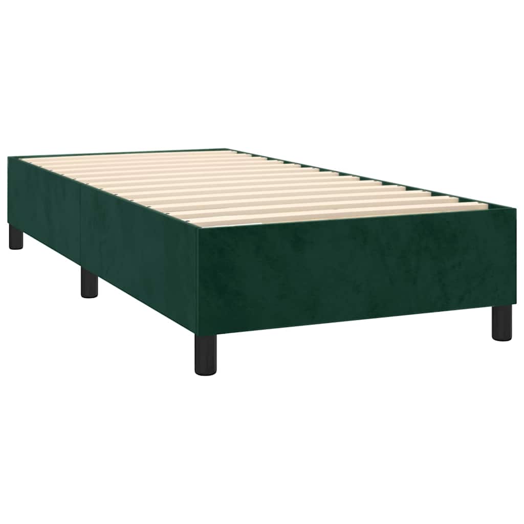 Krevet box spring s madracem LED tamnozeleni 90x190 cm baršun