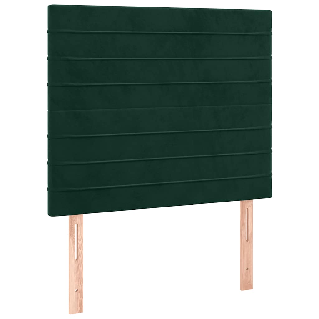 Krevet box spring s madracem LED tamnozeleni 90x200 cm baršun