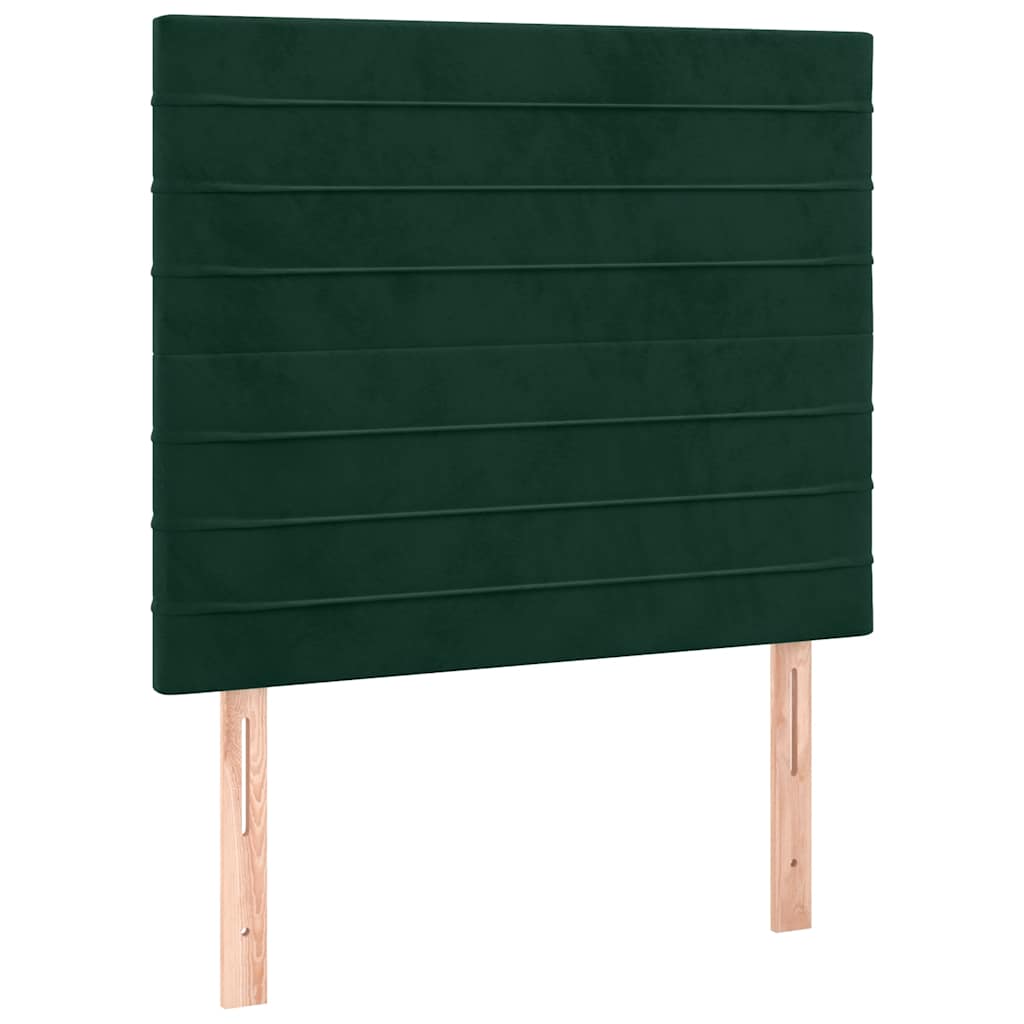 Krevet box spring s madracem LED tamnozeleni 100x200 cm baršun