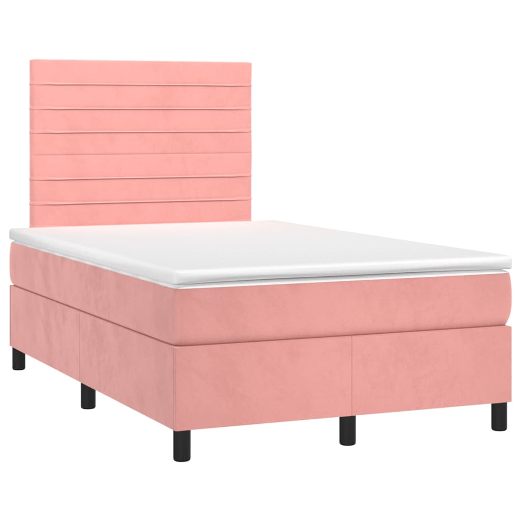 Krevet box spring s madracem LED ružičasti 120x200cm baršunasti