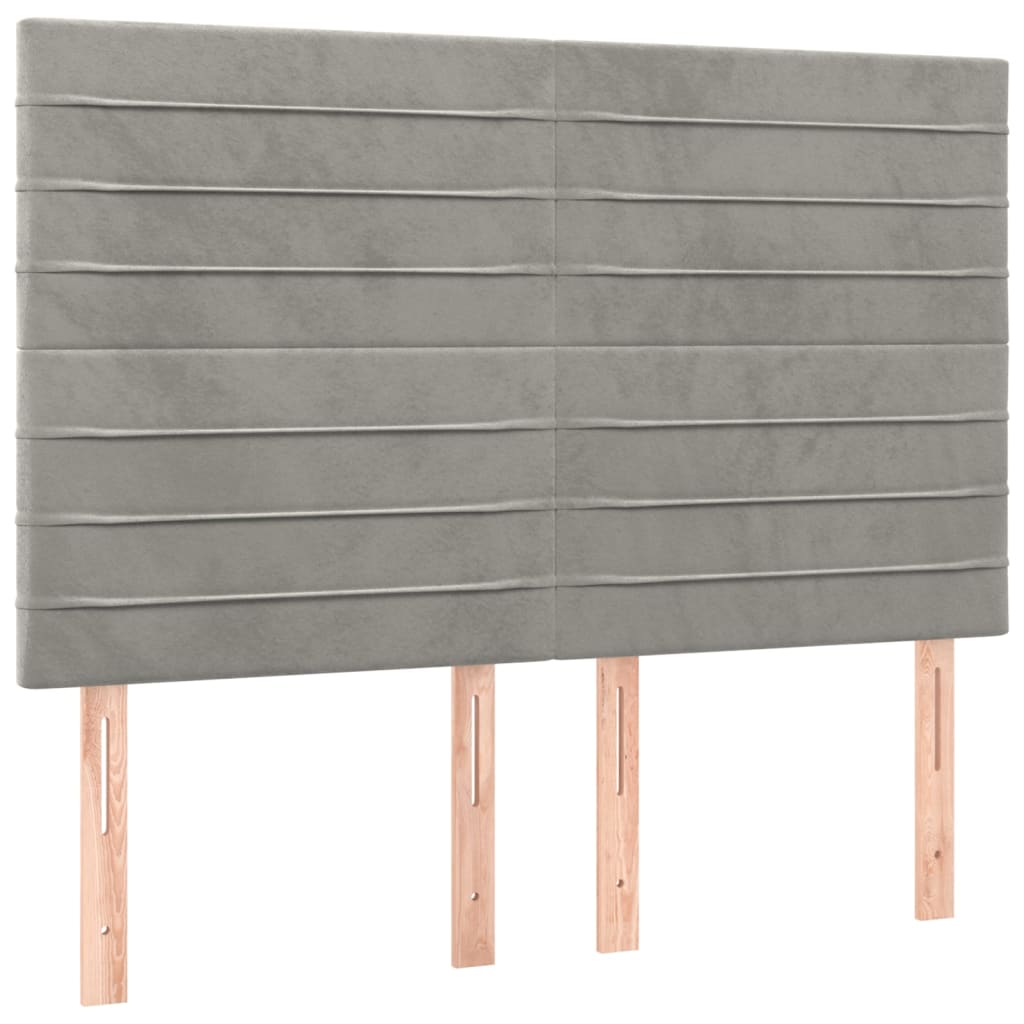 Krevet box spring s madracem LED svjetlosivi 140x200 cm baršun