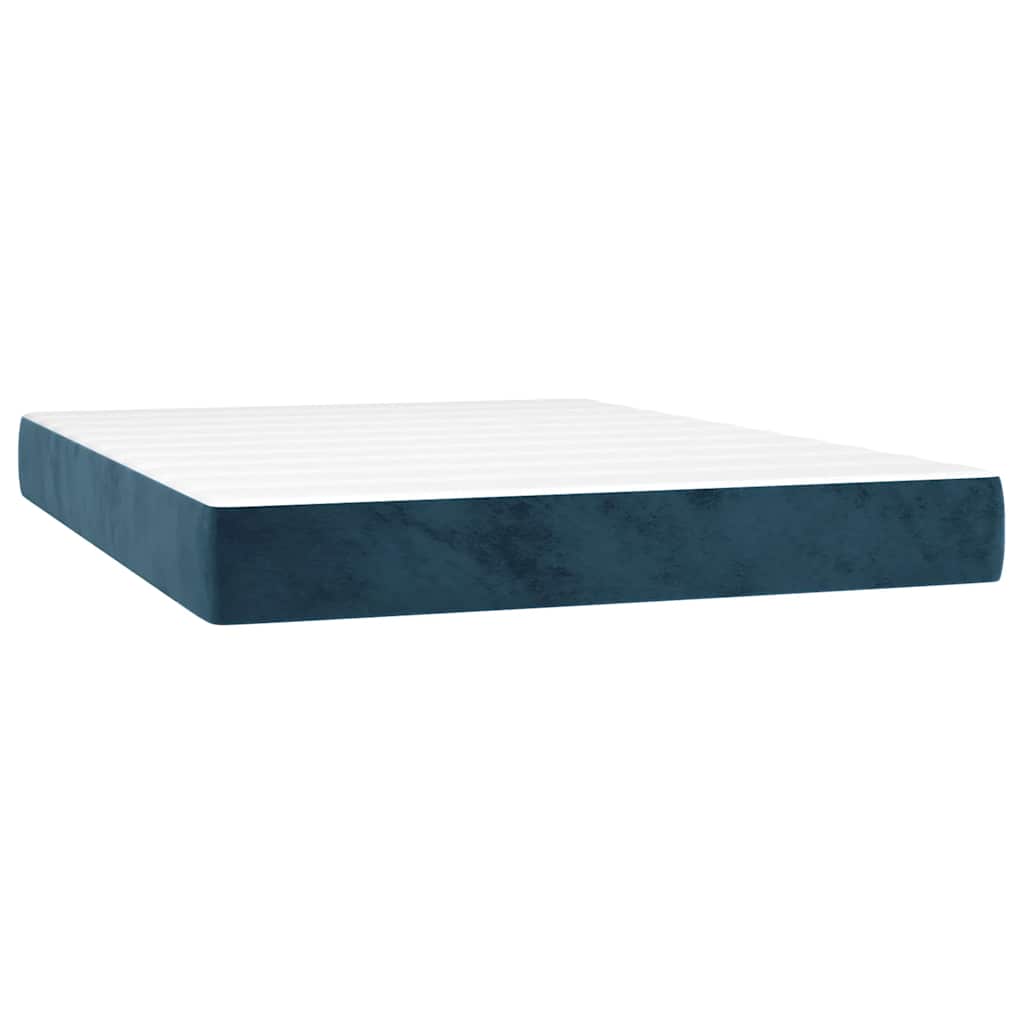 Krevet box spring s madracem LED tamnoplavi 140x200 cm baršun