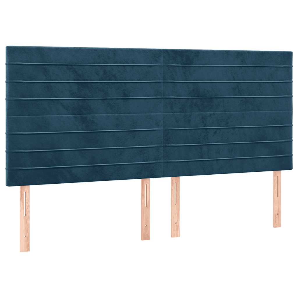 Krevet box spring s madracem LED tamnoplavi 160x200 cm baršun