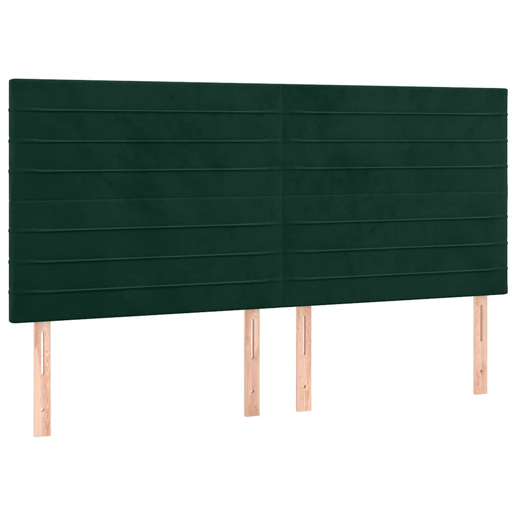 Krevet box spring s madracem LED tamnozeleni 180x200 cm baršun