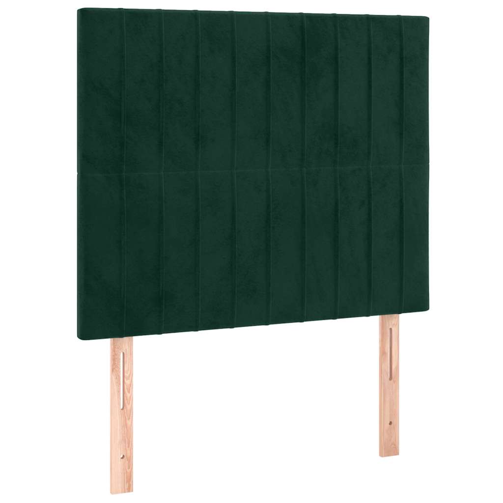 Krevet box spring s madracem LED tamnozeleni 90x190 cm baršun