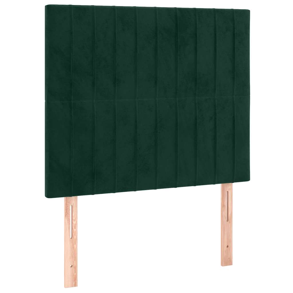 Krevet box spring s madracem LED tamnozeleni 90x200 cm baršun