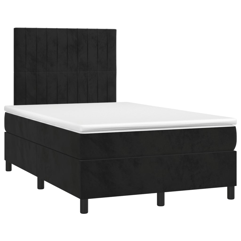 Krevet box spring s madracem LED crni 120 x 200 cm baršun