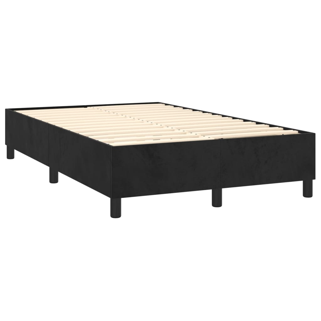 Krevet box spring s madracem LED crni 120 x 200 cm baršun