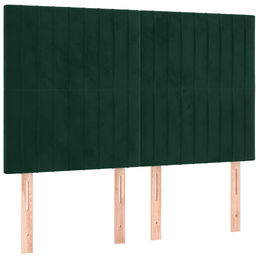 Krevet box spring s madracem LED tamnozeleni 140x190 cm baršun