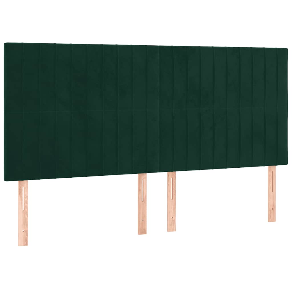 Krevet box spring s madracem LED tamnozeleni 160x200 cm baršun