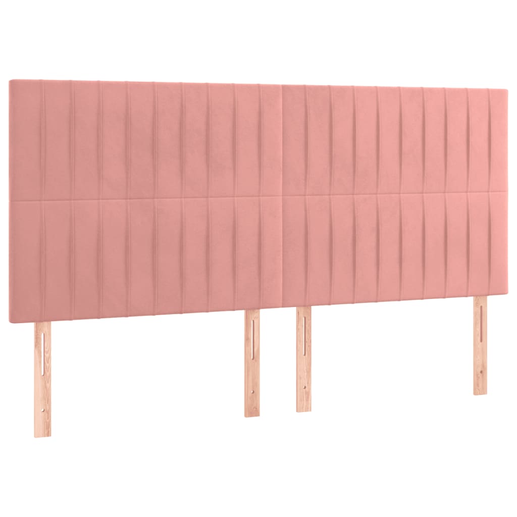 Krevet box spring s madracem LED ružičasti 160x200cm baršunasti