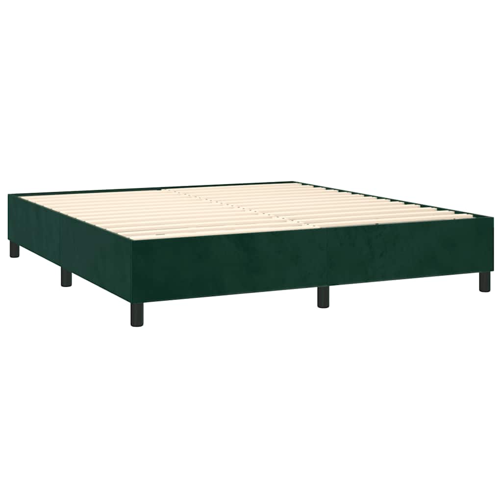 Krevet box spring s madracem LED tamnozeleni 180x200 cm baršun