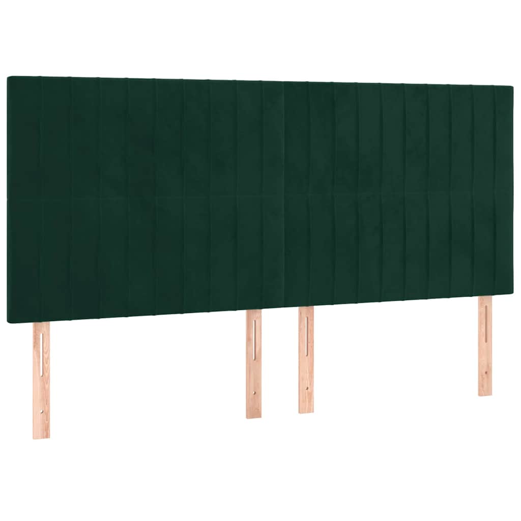 Krevet box spring s madracem LED tamnozeleni 180x200 cm baršun