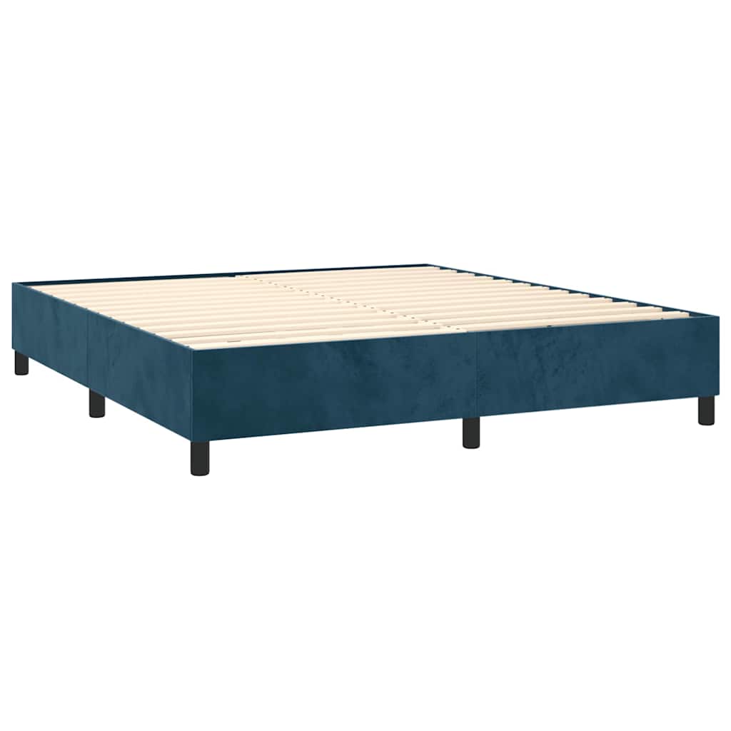 Krevet box spring s madracem LED tamnoplavi 180x200 cm baršun