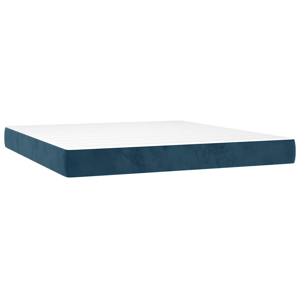 Krevet box spring s madracem LED tamnoplavi 180x200 cm baršun