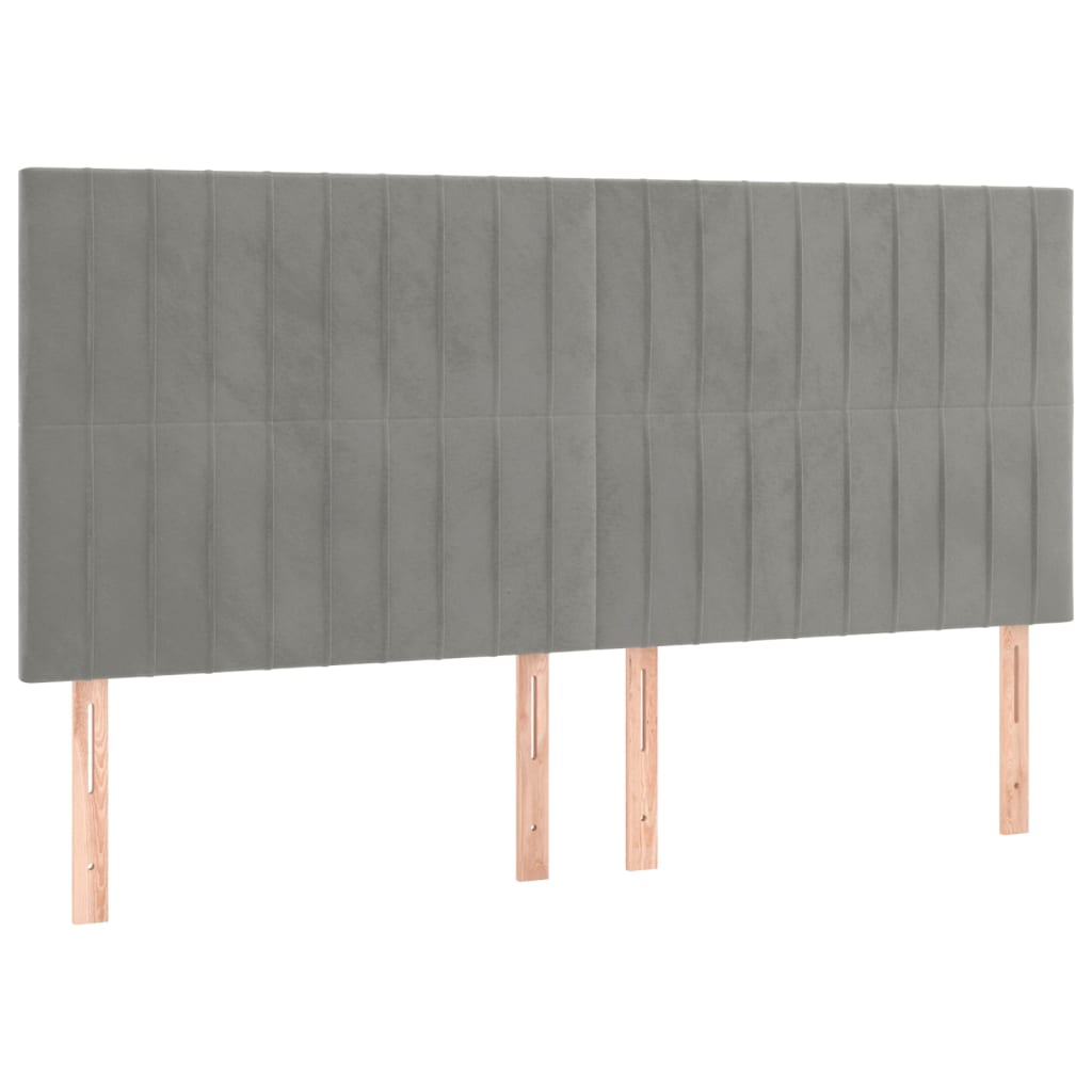 Krevet box spring s madracem LED svjetlosivi 200x200 cm baršun