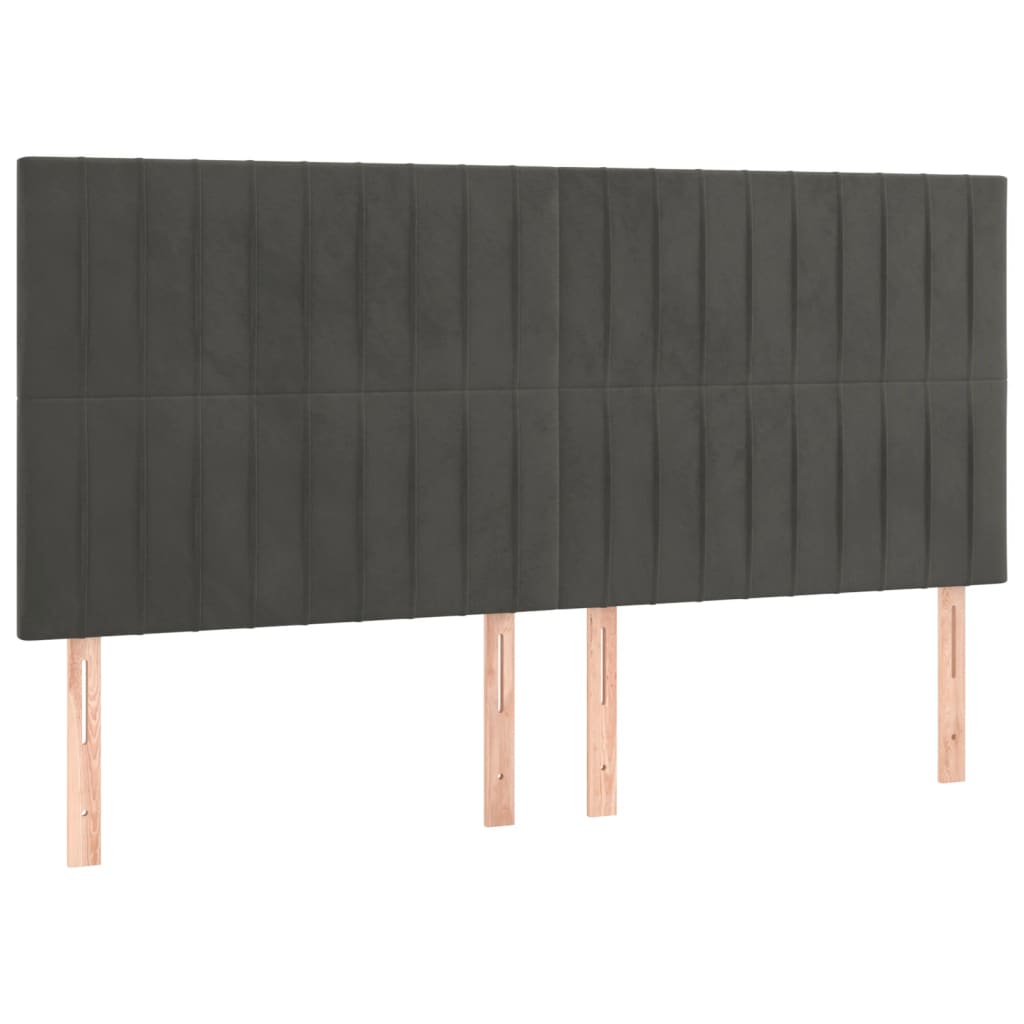 Krevet box spring s madracem LED tamnosivi 200x200 cm baršun