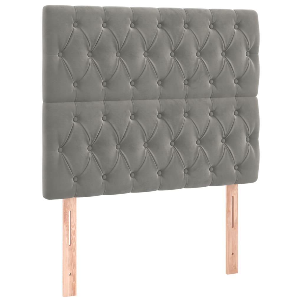 Krevet box spring s madracem LED svjetlosivi 120x200 cm baršun