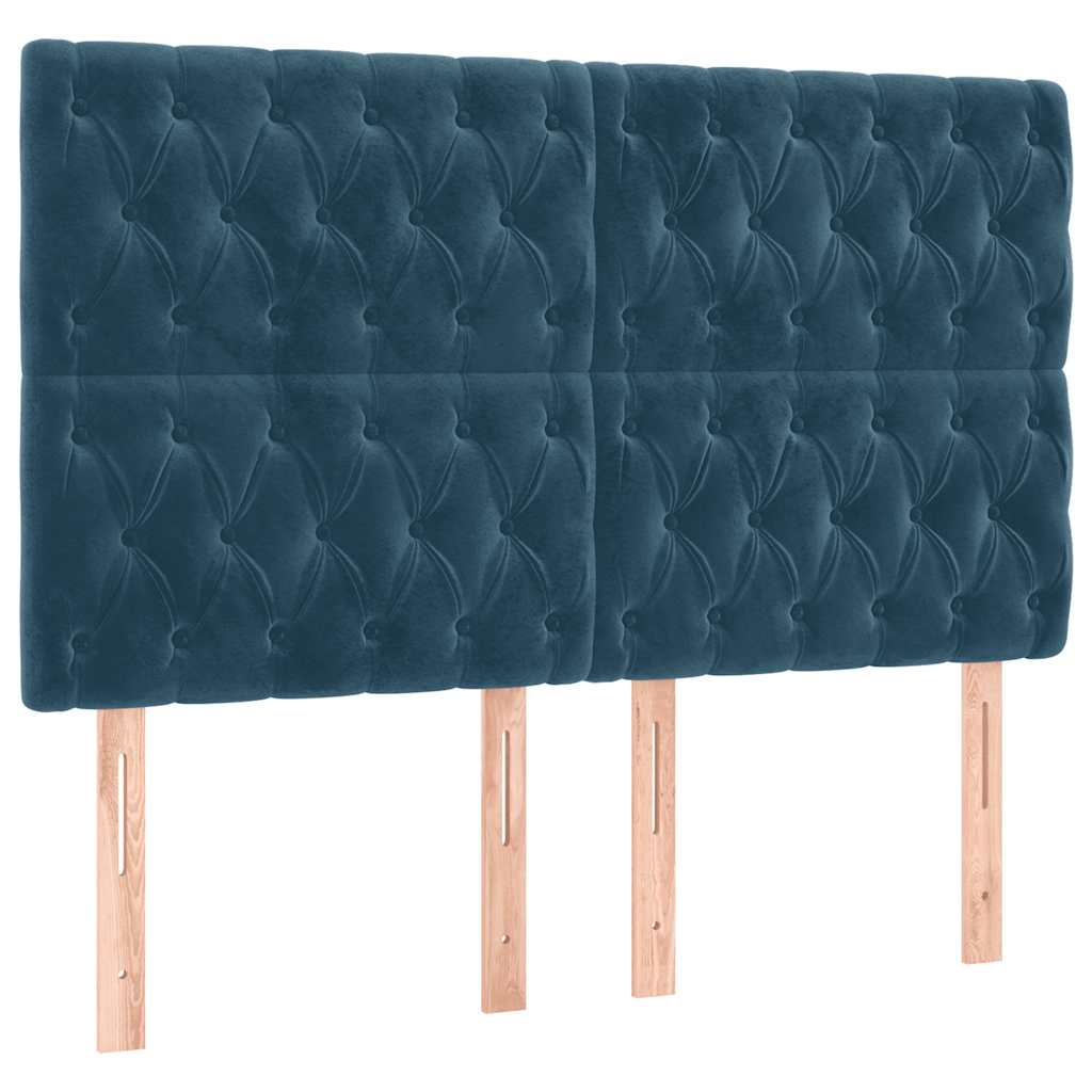 Krevet box spring s madracem LED tamnoplavi 140x190 cm baršun