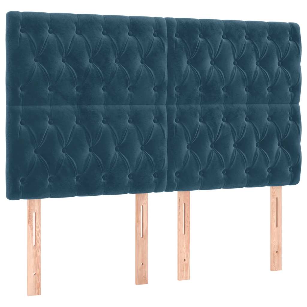 Krevet box spring s madracem LED tamnoplavi 140x200 cm baršun