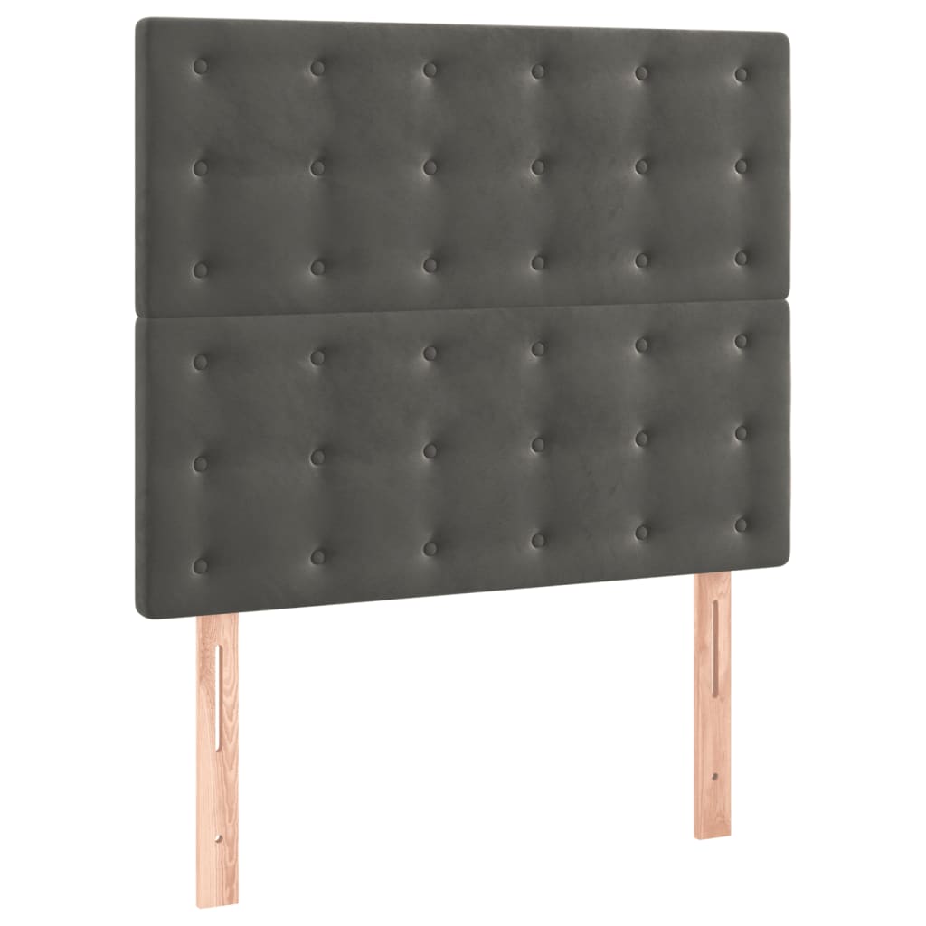 Krevet box spring s madracem LED tamnosivi 80 x 200 cm baršun