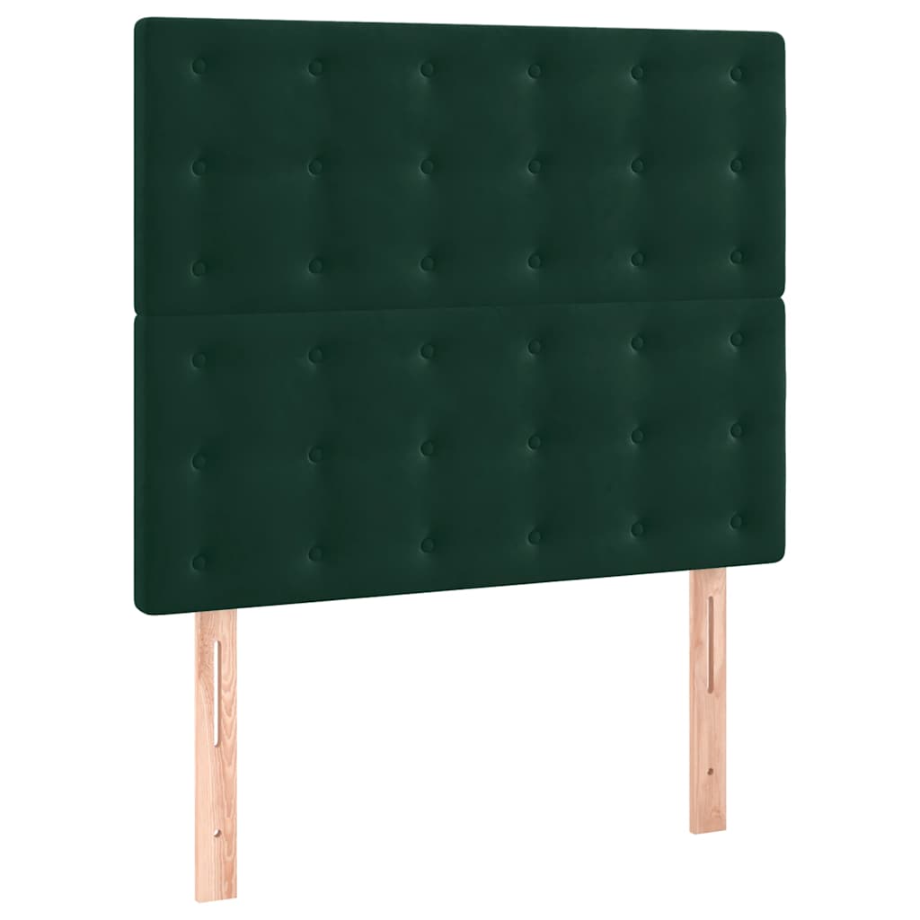 Krevet box spring s madracem LED tamnozeleni 80 x 200 cm baršun