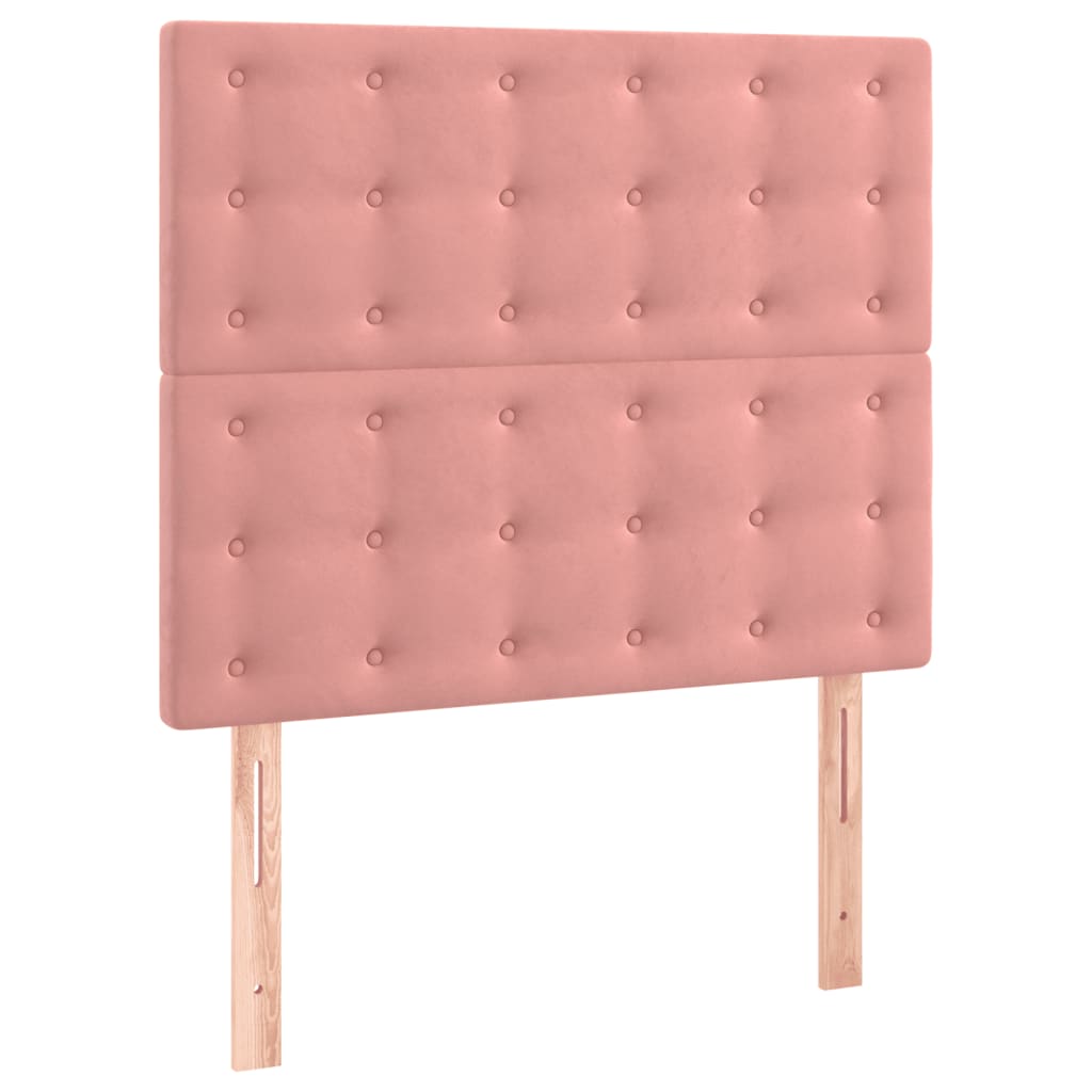 Krevet box spring s madracem LED ružičasti 90x190 cm baršunasti