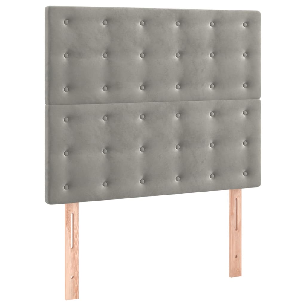 Krevet box spring s madracem LED svjetlosivi 90x200 cm baršun