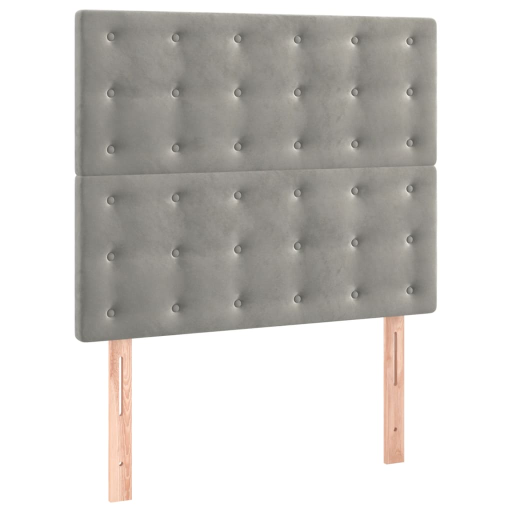 Krevet box spring s madracem LED svjetlosivi 100x200 cm baršun
